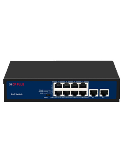 10 Ports Switch With 8 PoE Ports & 2 Uplink Ports