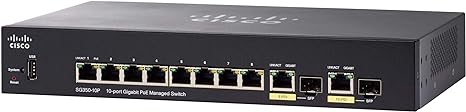 Cisco SG350-10P-K9 10-Port Gigabit PoE Managed Switch With 62W Power Budget